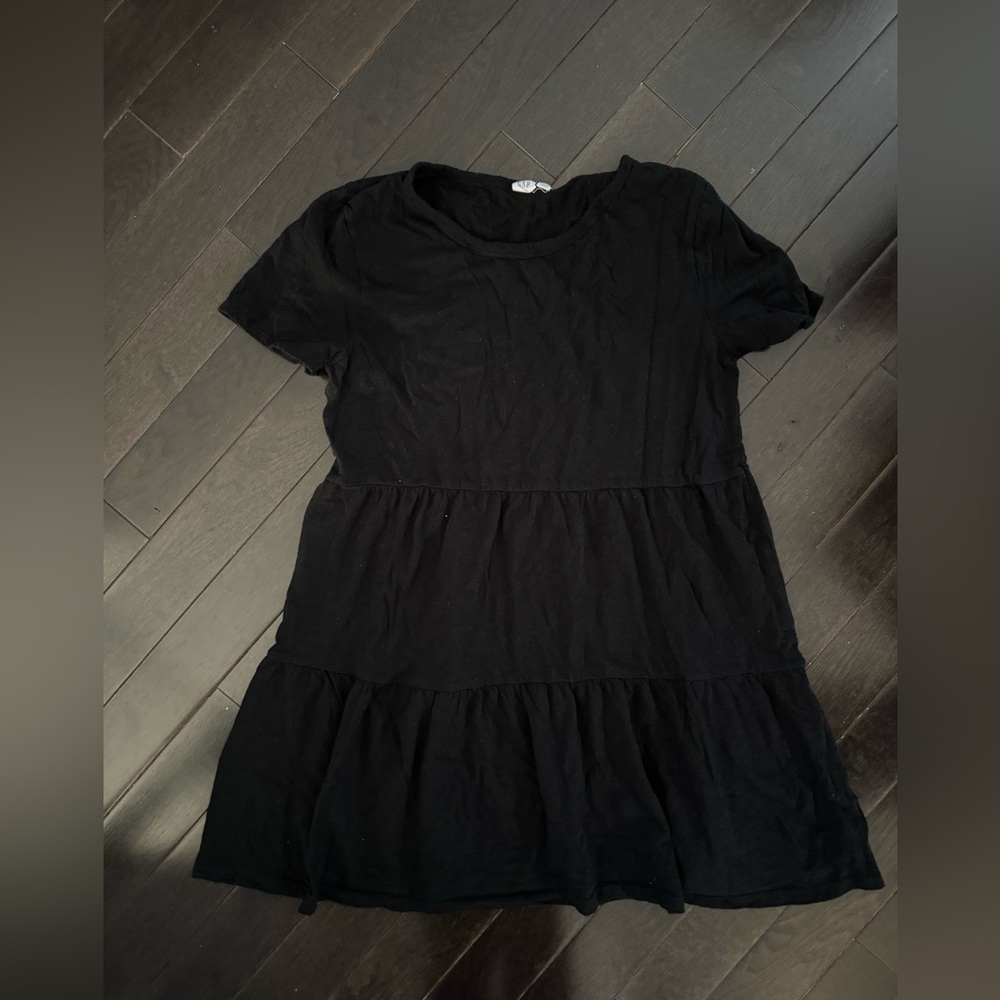 Black Tiered Short-Sleeve Dress